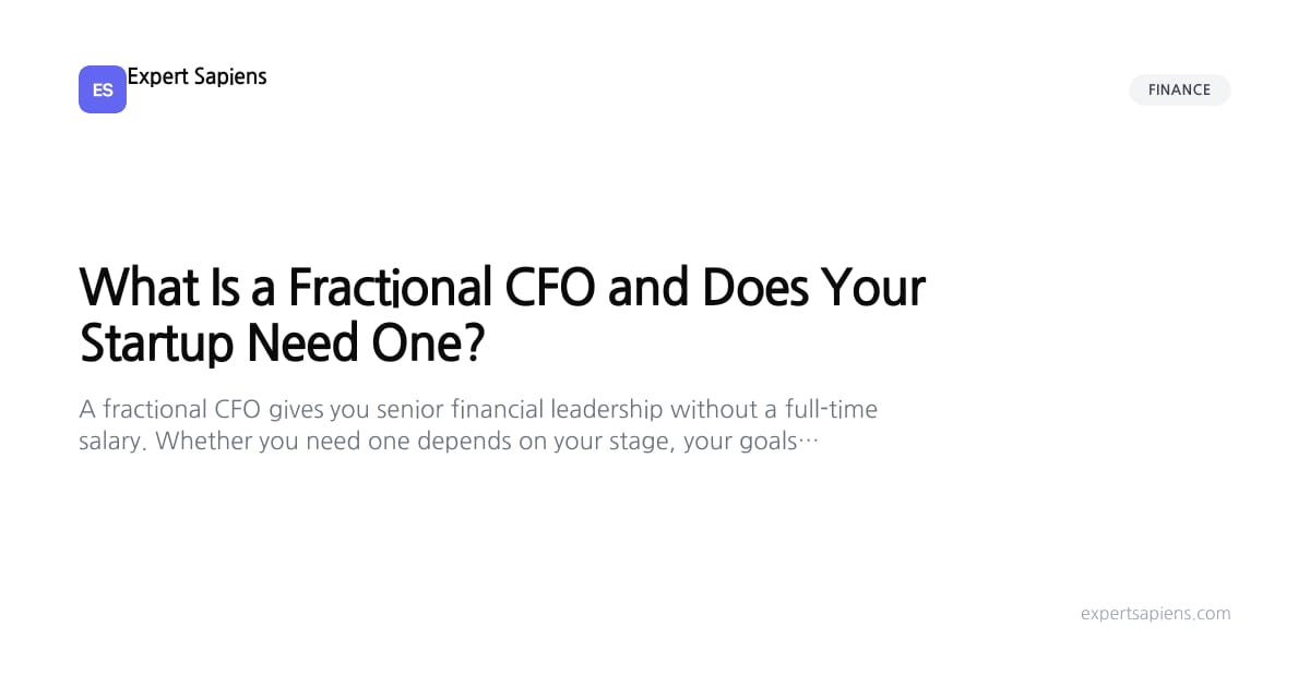 What Is a Fractional CFO and Does Your Startup Need One? | Expert Sapiens